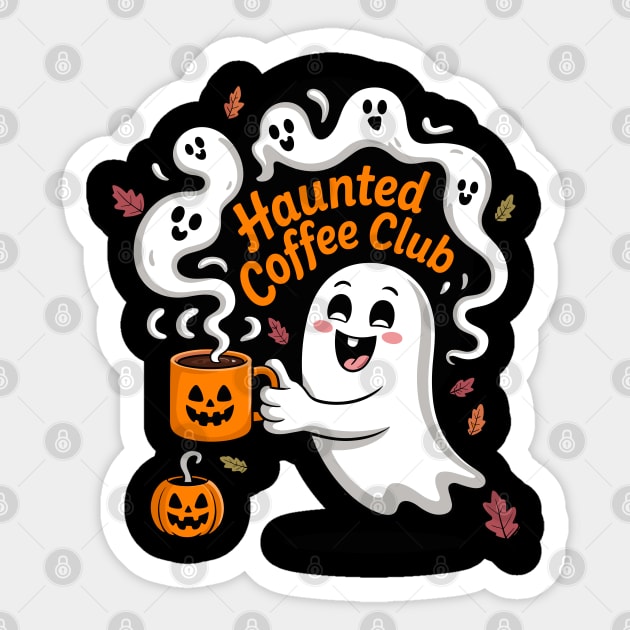 Ghost Halloween Haunted Coffee Club Cute Sticker by belownormal